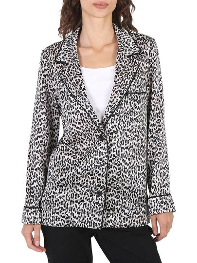 leopard pattern silk blazer jacket - SAINT LAURENT - BALAAN 2