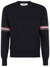 Men's Milan Stitch Armband Crew Neck Knit Top Navy - THOM BROWNE - BALAAN 2