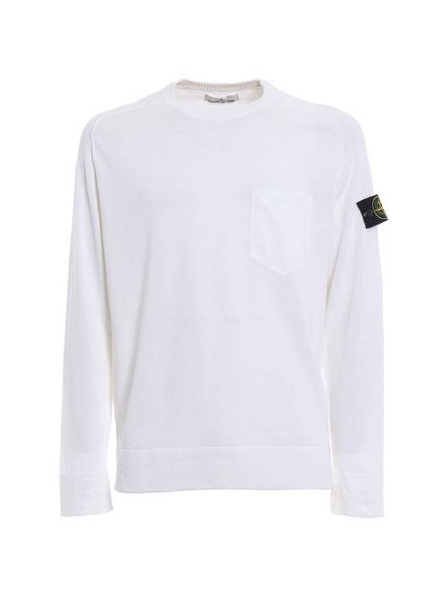 Logo Patch Pocket Knit Top White - STONE ISLAND - BALAAN 1