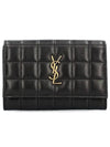 Cassandra Quilting Leather Half Wallet Black - SAINT LAURENT - BALAAN 2