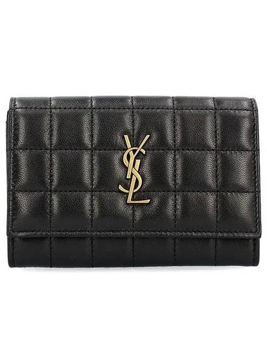 Laurent Cassandra Matelasse Carre Small Envelope Lambskin Card Wallet Black - SAINT LAURENT - BALAAN 2