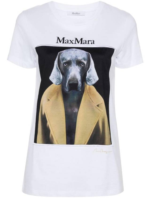 Cypria Print Cotton Short Sleeve T-Shirt White - MAX MARA - BALAAN 1