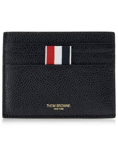 Pebble Grain Leather Stripe Note Compartment Card Wallet Black - THOM BROWNE - BALAAN 2