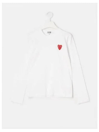 Unisex Double Red Heart Wappen Long Sleeve T Shirt White Domestic Product GM0024042381207 - COMME DES GARCONS PLAY - BALAAN 1