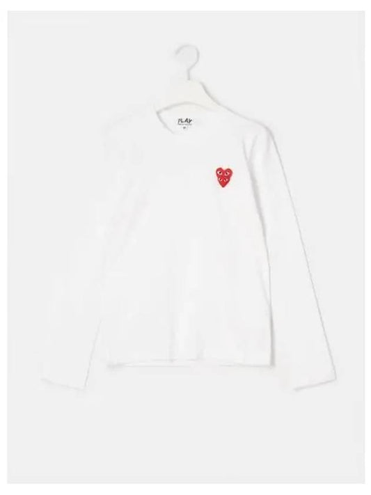 Unisex Double Red Heart Wappen Long Sleeve T Shirt White Domestic Product GM0024042381207 - COMME DES GARCONS PLAY - BALAAN 1