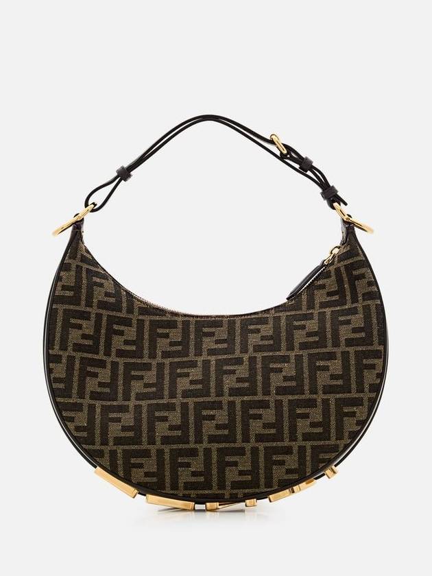 Fendigraphy FF Logo Small Fabric Hobo Shoulder Bag Brown - FENDI - BALAAN 5