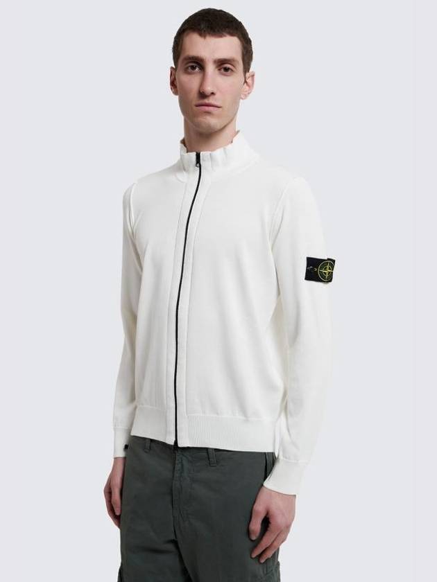 Wappen Patch Cotton Zip-Up Cardigan White - STONE ISLAND - BALAAN 2