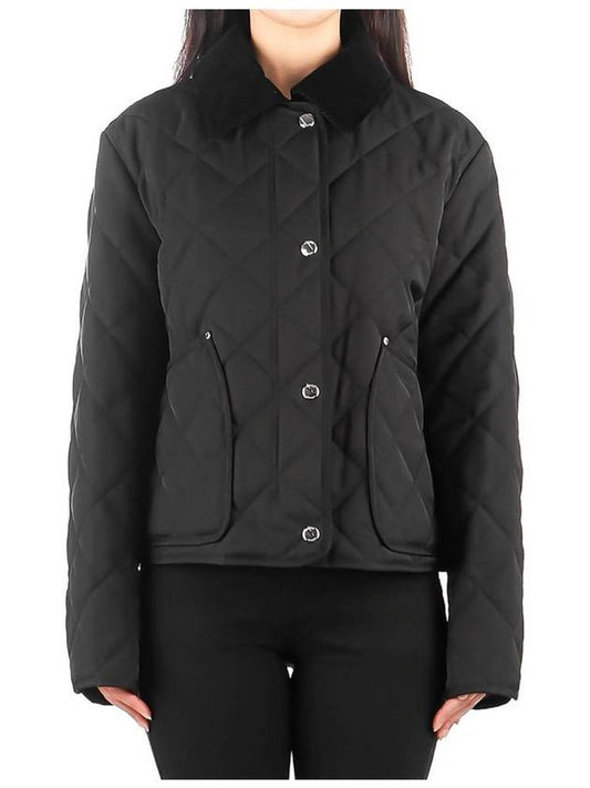 Corduroy Collar Diamond Quilted Cropped Barn Jacket Black - BURBERRY - BALAAN 2