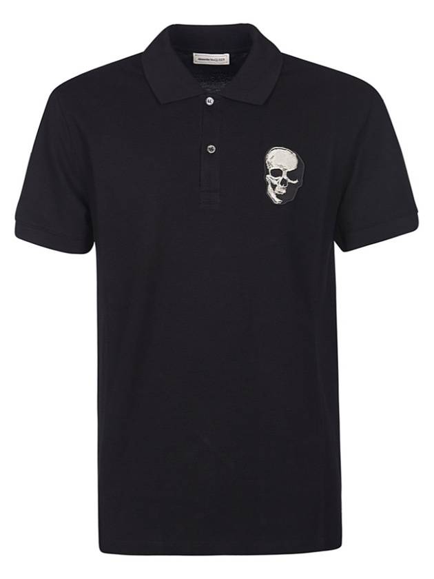 McQueen Skull Patch Logo Polo Short Sleeve Black - ALEXANDER MCQUEEN - BALAAN 1