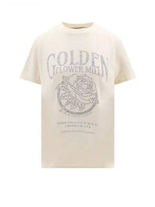 Seasonal Printed Short Sleeve T-Shirt Beige - GOLDEN GOOSE - BALAAN 2