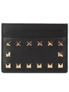 Rockstud Card Wallet Black - VALENTINO - BALAAN 1