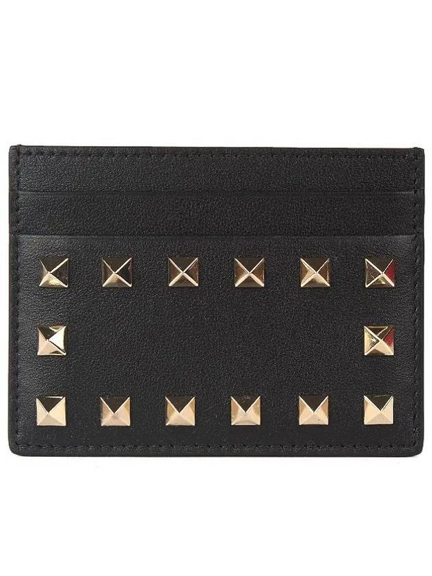 Rockstud Card Wallet Black - VALENTINO - BALAAN 1