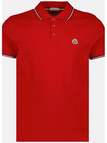 Moncler Men s Three Stripes Lining Logo Patch Short Sleeve Collar 8A70300 84556 455 - MONCLER - BALAAN 1