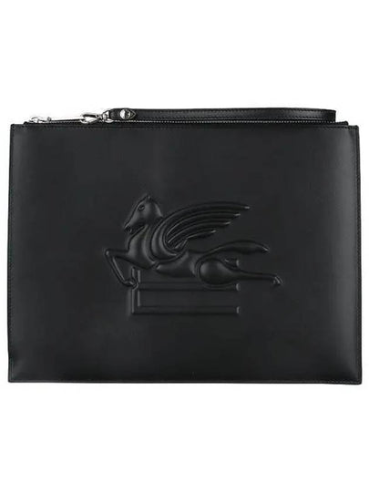 Pegasus Embossed Logo Clutch Bag Black - ETRO - BALAAN 2