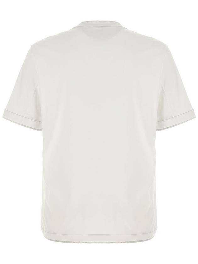 Embroidery Logo Short Sleeve T-Shirt White - BRUNELLO CUCINELLI - BALAAN 3