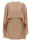 Toile Iconographe Crewneck Silk Mini Dress Beige - VALENTINO - BALAAN 1