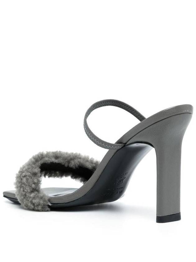 By Far Shearling Strap Open Toe Heels - BY FAR - BALAAN 3