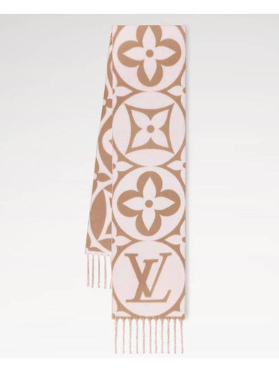 LV Medallion Monogram Wool Scarf Rose Beige - LOUIS VUITTON - BALAAN 2