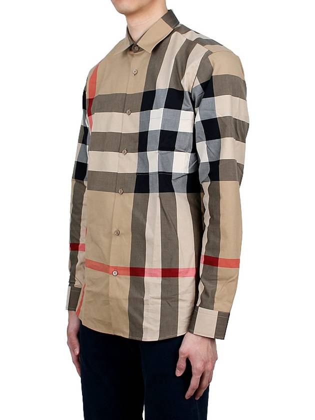 Check Cotton Long Sleeve Shirt Archive Beige - BURBERRY - BALAAN 5