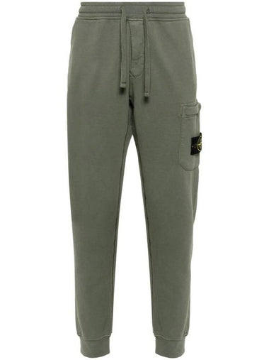 Compass Patch Cotton Jersey Track Pants Dark Green - STONE ISLAND - BALAAN 1