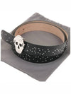 Skull Buckle Studded Leather Belt Black - ALEXANDER MCQUEEN - BALAAN.