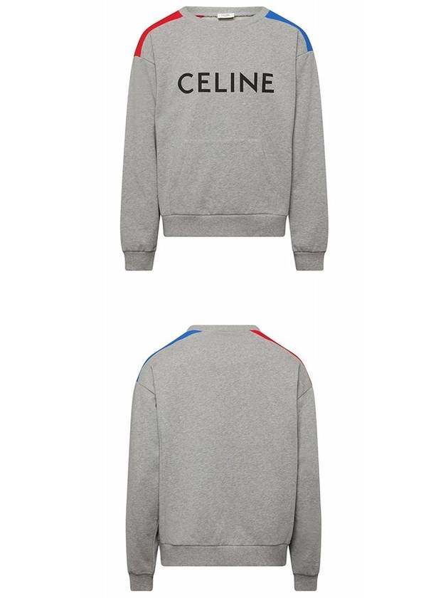 Logo Print Cotton Fleece Loose Sweatshirt Grey - CELINE - BALAAN 5