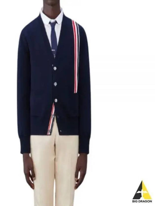 RWB Striped Intarsia Cotton Cardigan Navy - THOM BROWNE - BALAAN 2