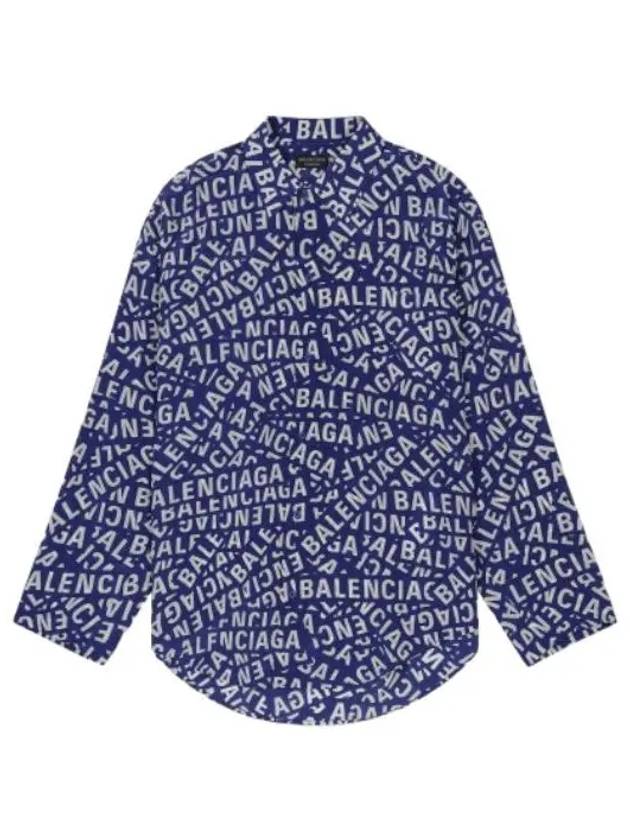 All Over Logo Shirt Blue - BALENCIAGA - BALAAN 2