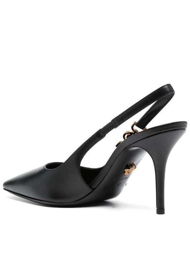 Medusa Detail Calf Leather Slingback Heels Black - VERSACE - BALAAN 4