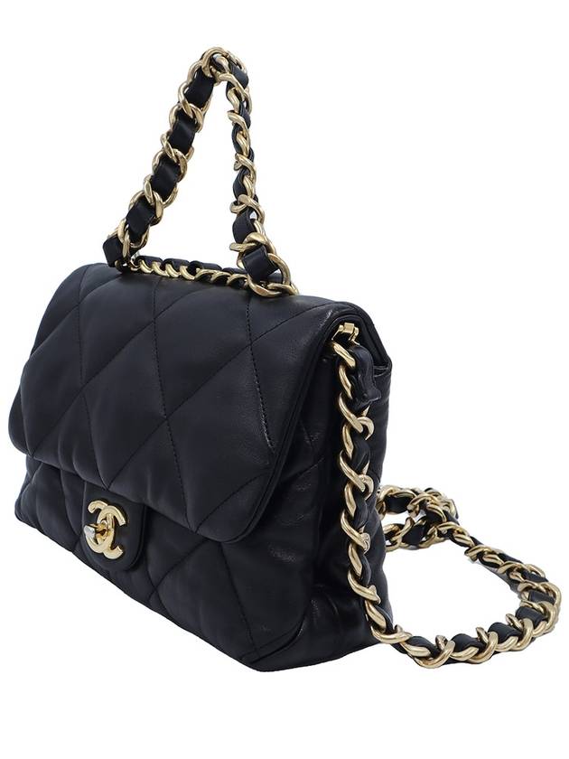 Women s Chanel AS3499 22 Season Black Lambskin Gold Quilted Top Handle Flap Shoulder Bag Built in Chip gt 2WAY Gangbuk used luxury goods - CHANEL - BALAAN 4