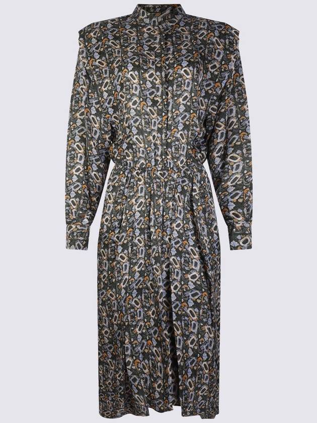 Leidy Floral Printed Long Sleeve Shirt Midi Dress Black - ISABEL MARANT - BALAAN 3