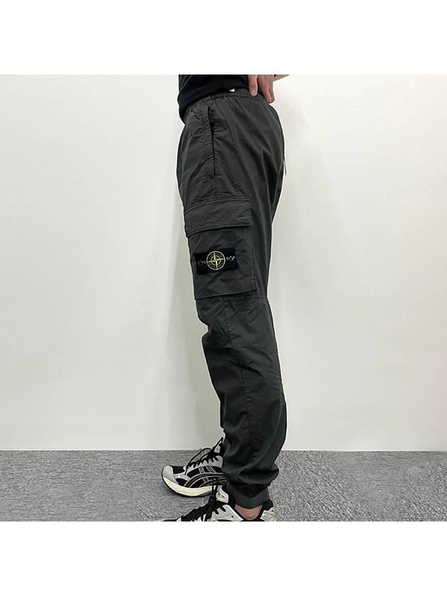 Stretch Cotton Tela Paracadute Cargo Straight Pants Dark Grey - STONE ISLAND - BALAAN 5