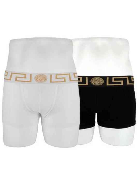 Men's Greca Border Draws 2 Pack Briefs Black White - VERSACE - BALAAN 2