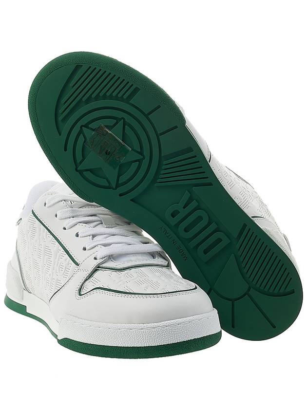 One Oblique Perforated Calfskin Low Top Sneakers White Green - DIOR - BALAAN 6