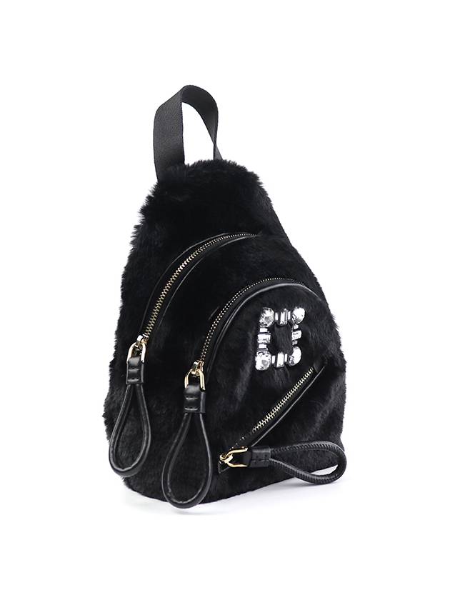 shearling backpack black - ROGER VIVIER - BALAAN.