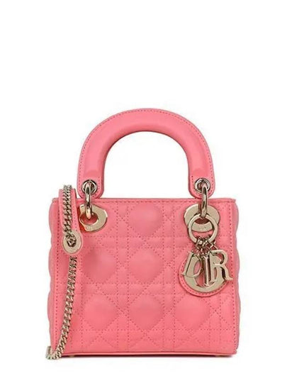 Lady Cannage Small Lambskin Tote Bag Pink - DIOR - BALAAN 2