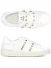 Rockstud Leather Low Top Sneakers White - VALENTINO - BALAAN 2