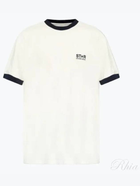 Logo Cotton Short Sleeve T-shirt Dark Blue White - GOLDEN GOOSE - BALAAN 2