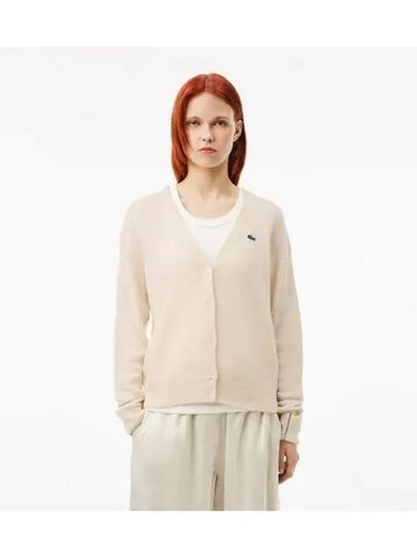 Women s Ring Slings V neck Cardigan OFFWHITE Off White - LACOSTE - BALAAN 1