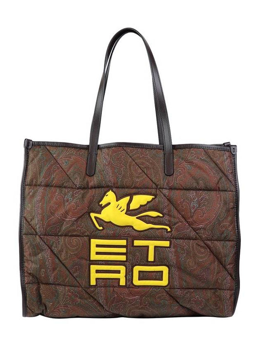 Logo Quilted Paisley Tote Bag Brown - ETRO - BALAAN 2