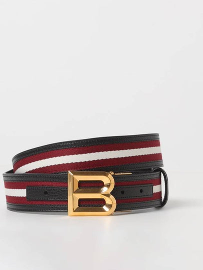 B Bold Buckle Leather Belt Red Black - BALLY - BALAAN 2