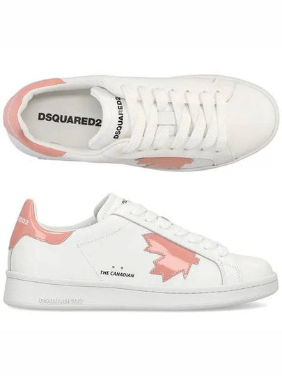 Leather Pink Tab Low Top Sneakers White - DSQUARED2 - BALAAN 2