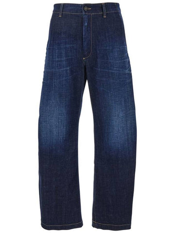 Blue Five-Pocket Jeans With Distressed Effect In Denim Man - DSQUARED2 - BALAAN 1