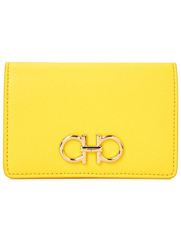 Gancini Leather Card Wallet Yellow - SALVATORE FERRAGAMO - BALAAN 2