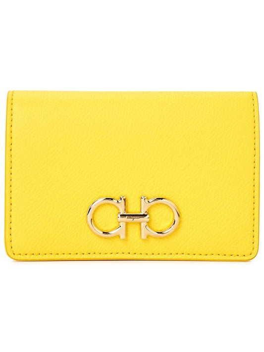 Gancini Leather Card Wallet Yellow - SALVATORE FERRAGAMO - BALAAN 2