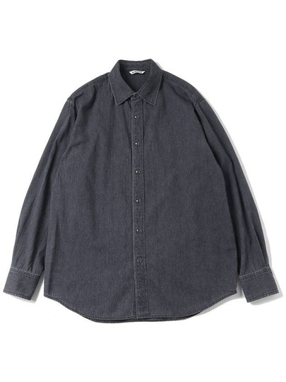 Selvedge Super Light Denim Long Sleeve Shirt Washed Black - AURALEE - BALAAN 2