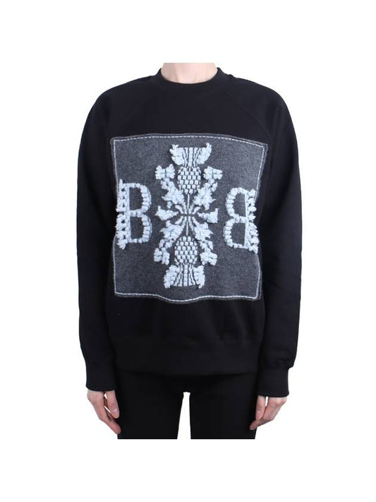 Women's Cashmere B Logo Patch Sweatshirt Black C104324 808 - BARRIE - BALAAN 1