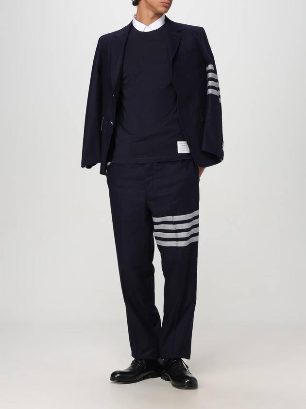 4 Bar Jersey Stretch Wool Knit Top Navy - THOM BROWNE - BALAAN 3