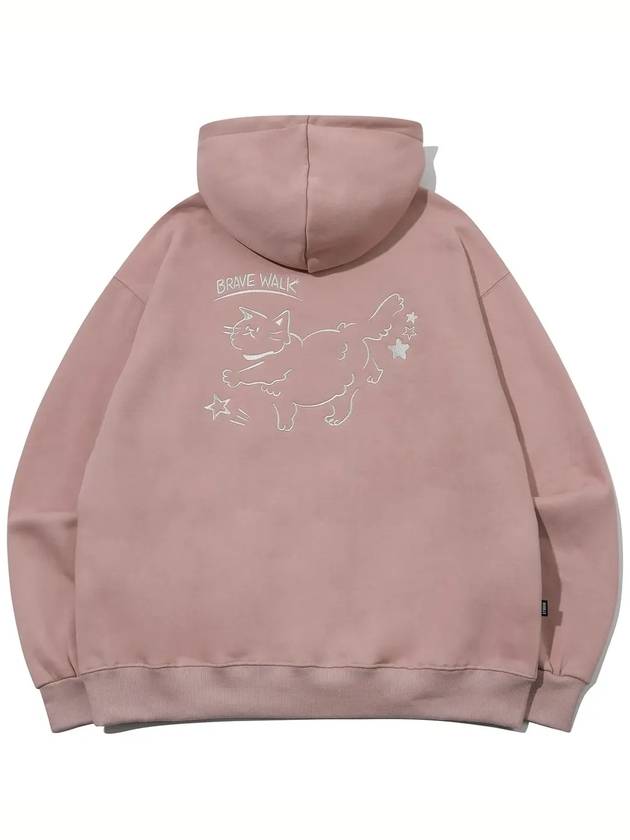 Brave Cat Embroidery Hoodie Indie Pink - CPGN STUDIO - BALAAN 4