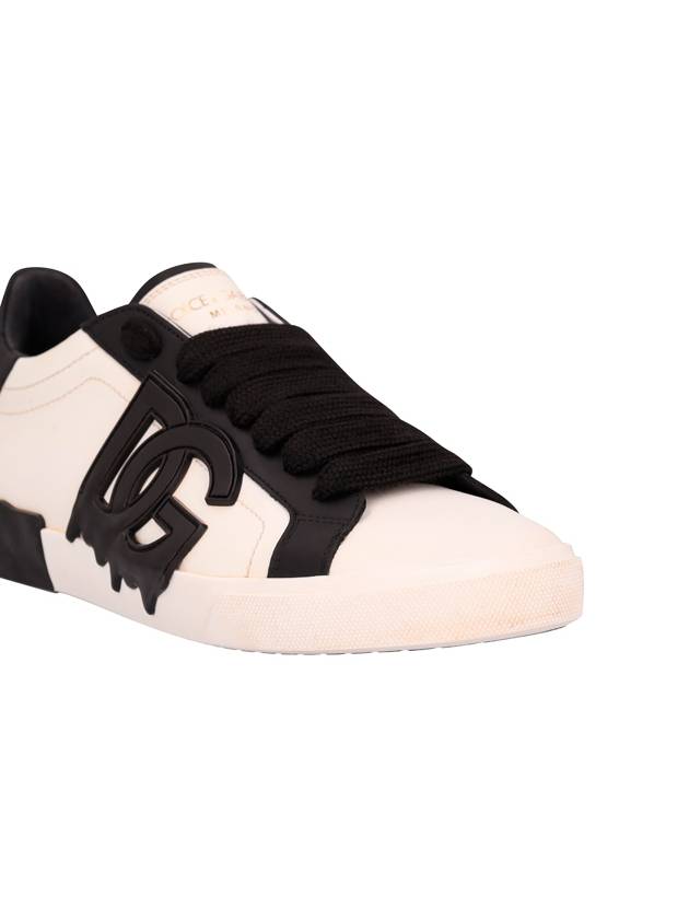 Portofino Vintage Calfskin Low Top Sneakers White Black - DOLCE&GABBANA - BALAAN 6